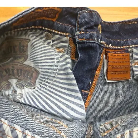 ROCK REVIVAL Y2K Low Rise Heather Boot Cut Flare Denim Jeans, Size 28x32 - Picture 7 of 11